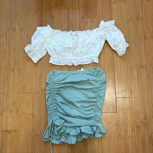 Marble Mini Skirt and Saints and Secrets Crop Top